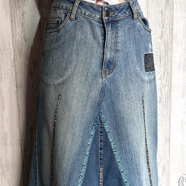FALDA LARGA MEZCLILLA APLIC. CINTAS T.XL