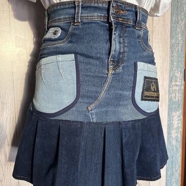 MINIFALDA MEZCLILLA, FALDÓN PLIEGUES T.XS/S